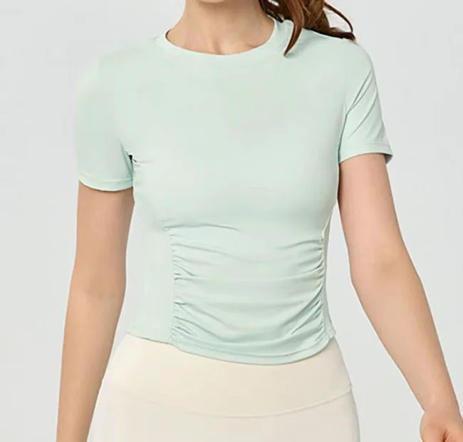 2026 New Seamless Activewear Fitness Slim Fit Breathable Yoga Short Sleeve Blank Sports Crop Top Tshirts for Women