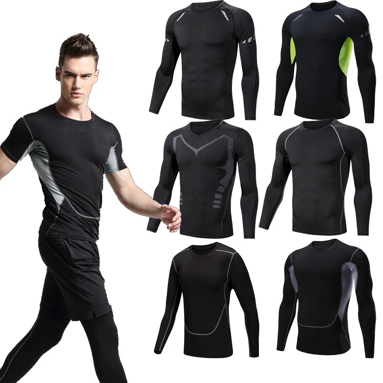 Verified Supplier Mens Elastic Breathable and Quick-drying Sports Yogas Longs Sleeve O Neck Slim Track Suit t Shirt
