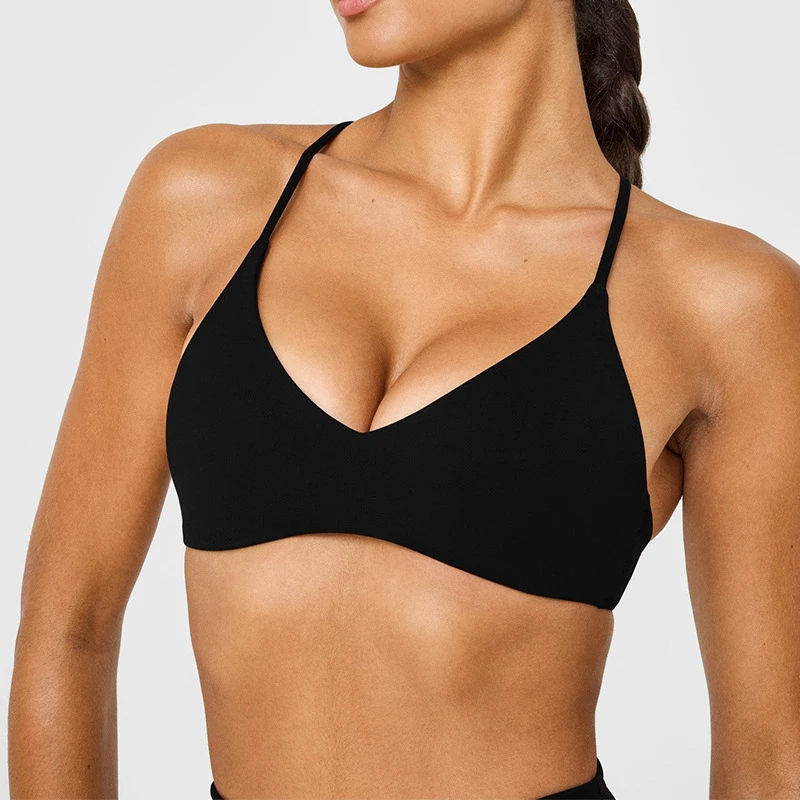LVD200 2 Pcs Cross-shaped High-waisted Women Nude Tight Quick-drying Fitness Outdoor High-intensity Yoga Sets