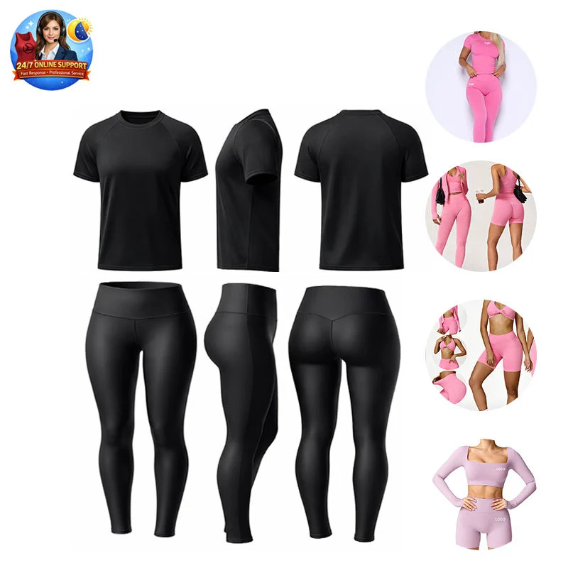 High Quality Sportswear Yoga Set Custom Logo Gym Two Piece Plus Size Activewear Crop Top Legging Workout Sets For Women Ropa