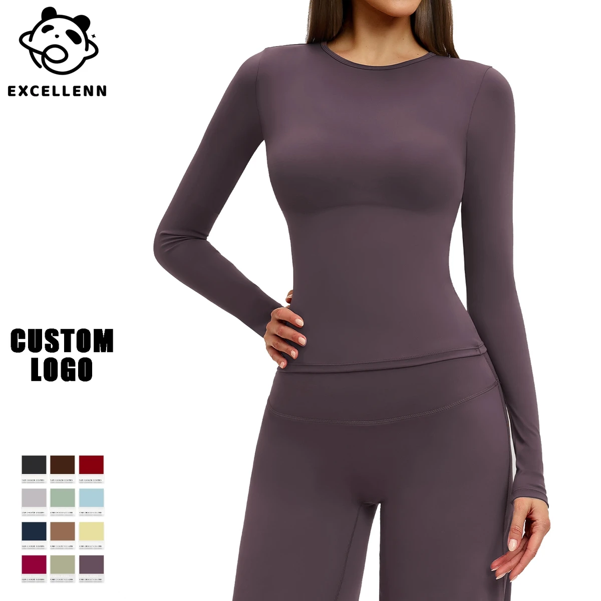 Customized Breathable Long-sleeved Yoga Top with Front Logo for High-intensity Fitness Pilates Running Sports Wear