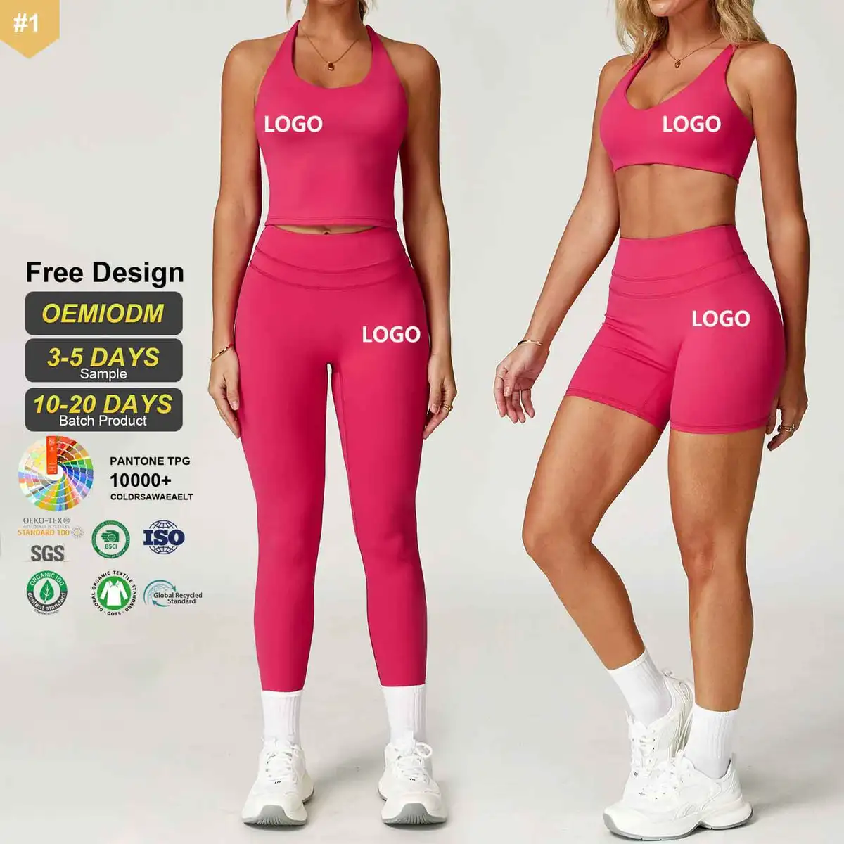 New Brushed Women's Gym Fitness Sets Quick Dry Yoga Suit High Intensity Running Sports Clothing Zipper Solid 5 Piece Suits