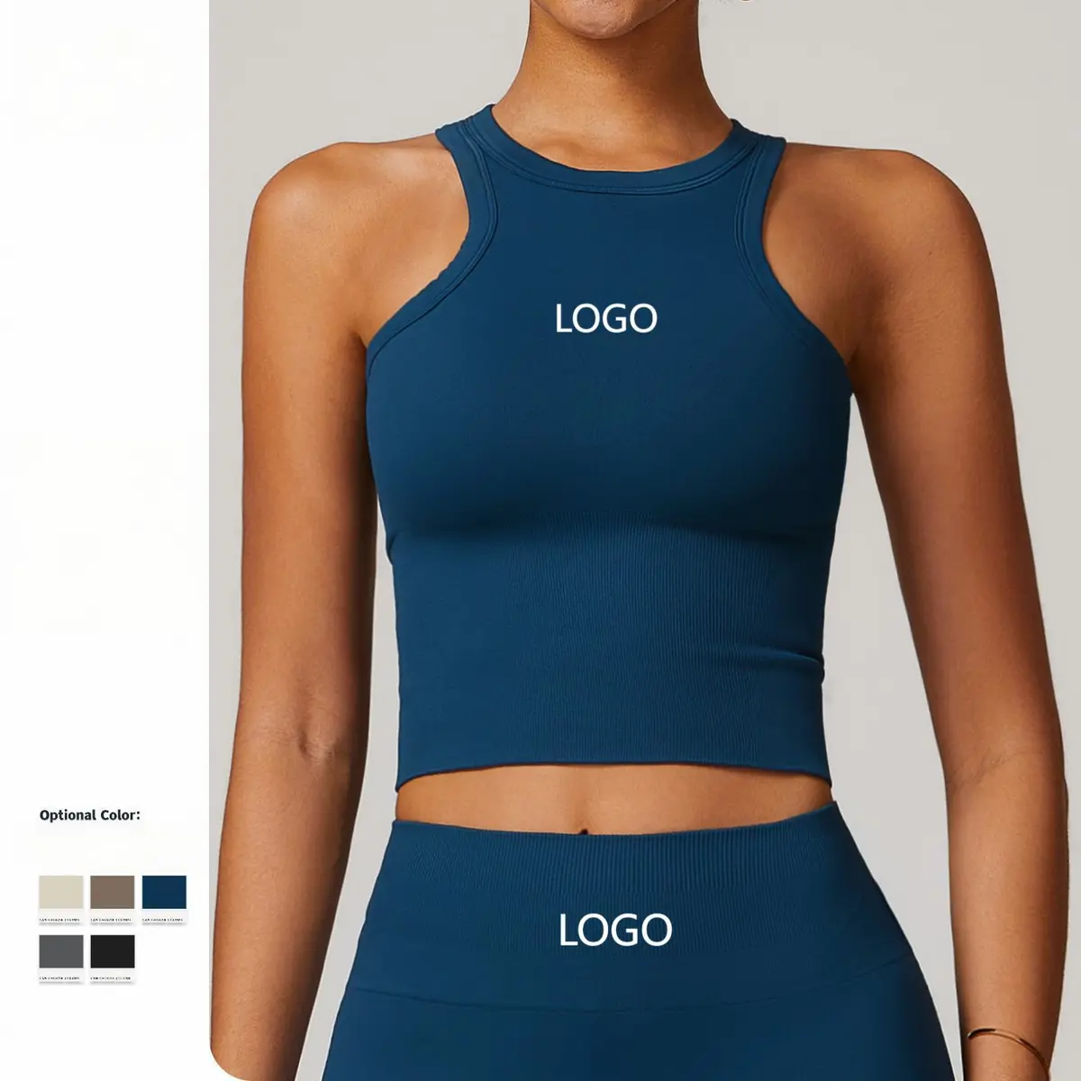 DBX7725 Plus Size Seamless Breathable Quick Dry Tight-Fit Yoga Vest One-Piece Sports Top Women Front Logo OEM Dropshipping