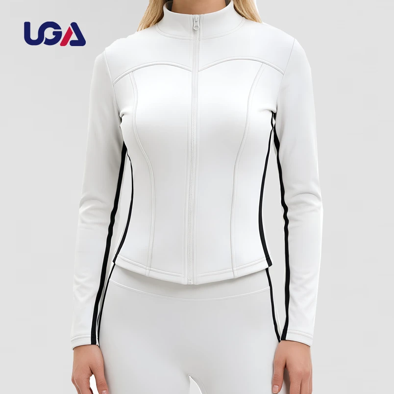 Women's Spring Autumn Breathable Color Block Quick-Drying Yoga Top Slim Fit Long-sleeved Running Fitness Gym Jacket