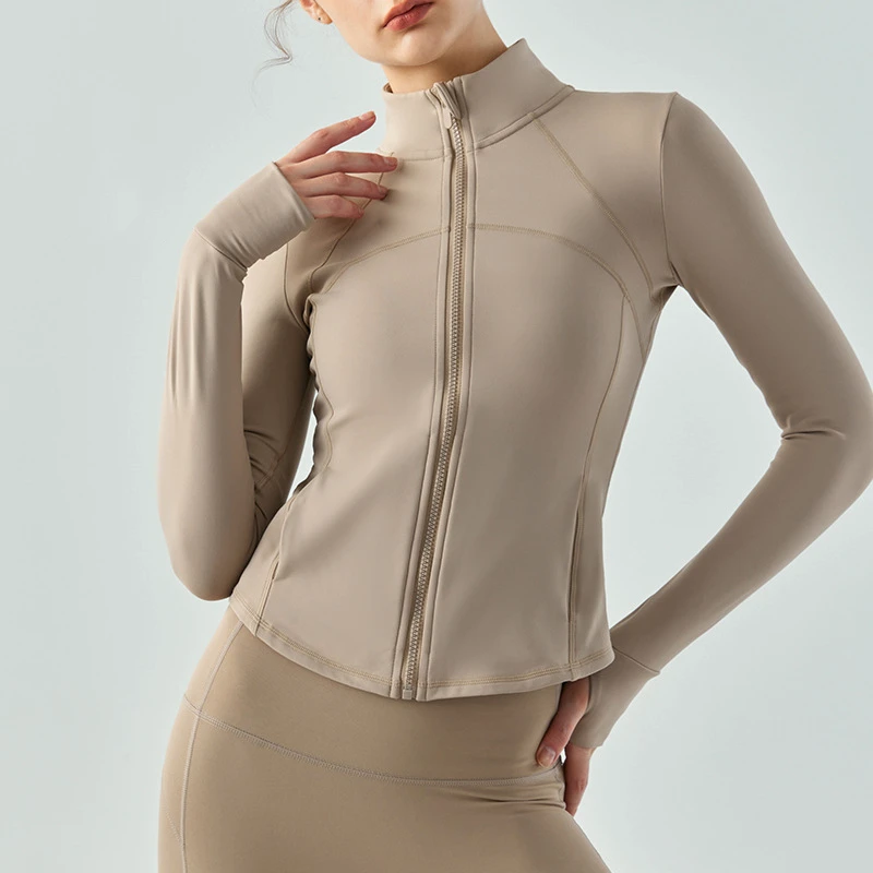 Autumn/Winter Plus Size Warm Plush Yoga Suit Jacket for Women Thickened Skinny Slimming Breathable Four-Way Stretch Long Sleeve