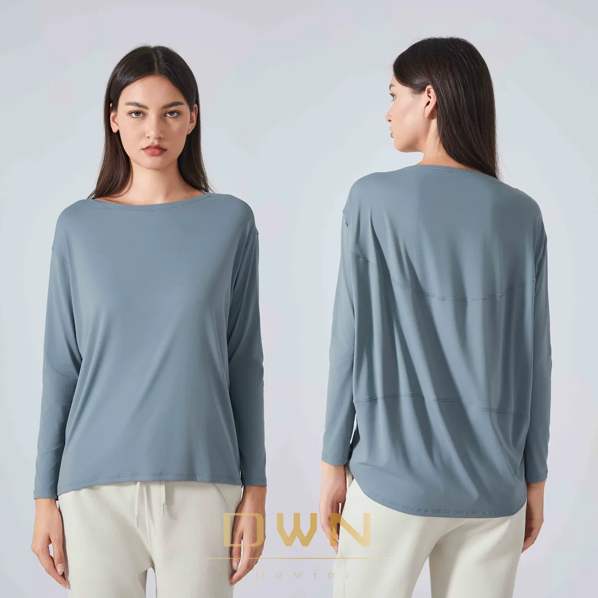 2024 New Casual Loose Quick Drying Breathable Double-sided Brushed Super Soft Women Fitness Long Sleeve Yoga T-shirts Top