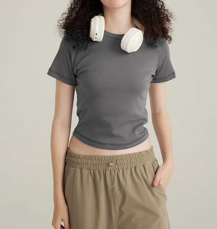 Factory OEM/ODM Custom Clothes Women's T-shirts Casual Quick Dry Round Neck Short Sleeve Shirt Athletic Yoga Crop Top