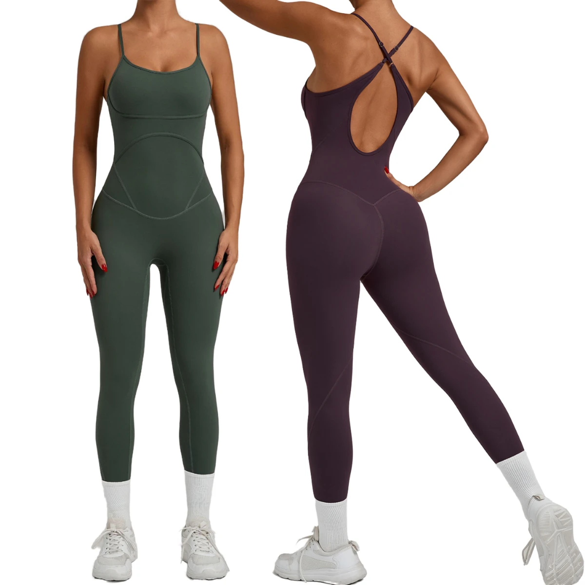 Sexy Cross Backless High Elastic Solid Color One-piece Sports Bodysuit Workout Sets Adjustable Straps Yoga Bodysuit with LOGO