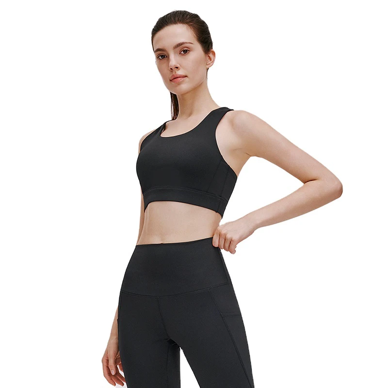 Women's Solid Breathable High Quality High Waist Yoga Workout Set 2-Piece Customizable Front Seamless Spandex/Nylon Sportswear