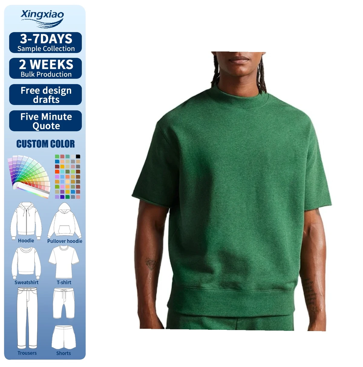 Manufacturer Customized Regular Fit 100% Cotton Breathable Heavyweight Solid Color Men Short Sleeves 300 Gsm T Shirt
