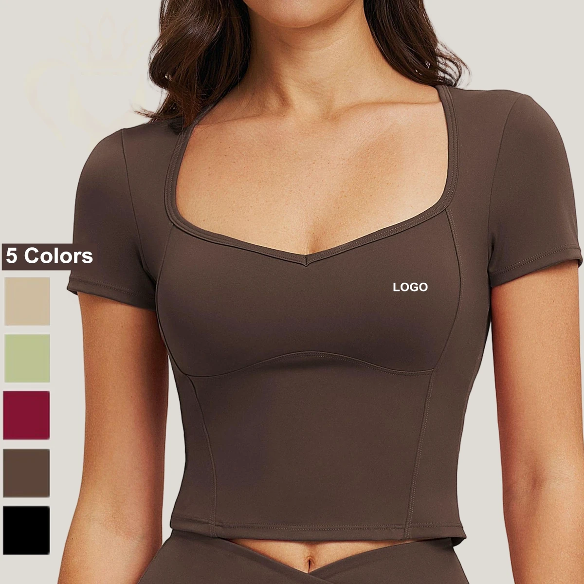 Women Sexy Workout T-Shirt Tops High Elastic Slim & Breathable Gym Wear Short Sleeve Sports Running Fitness Yoga Tops for Women