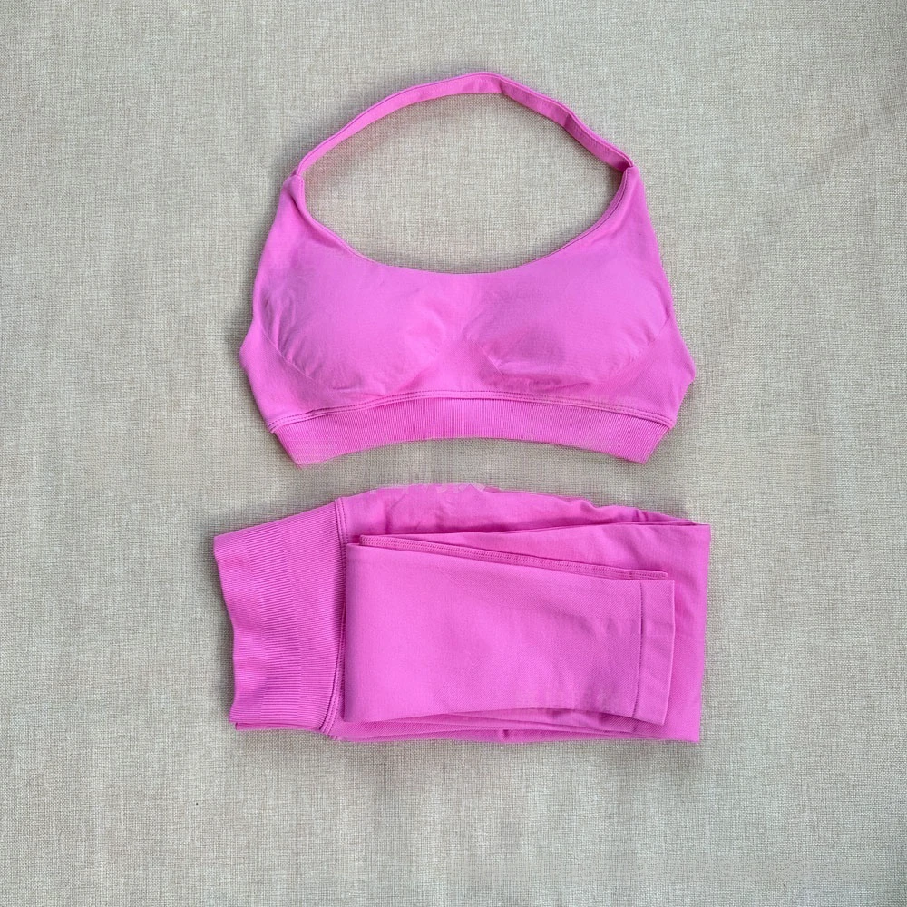2 Piece Yoga Set Strappy Bra&Leggings Gril's Women's Resistance Training Yoga Pilates Gym Workout Suit High Elastic Seamless Set