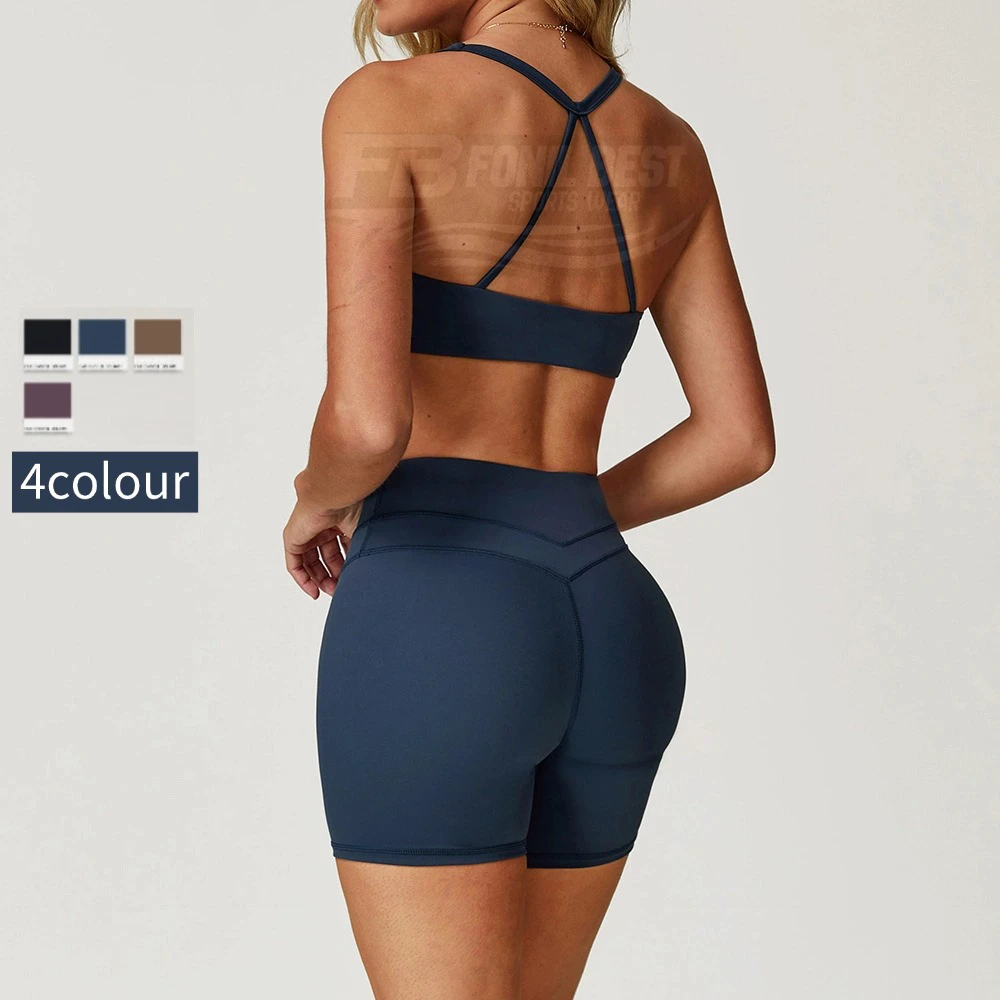 Breathable Drawstring Fitness Wear 2 Piece Yoga Sets Mid Waist Reversible Solid for Women High Quality Digital Print Sleeveless