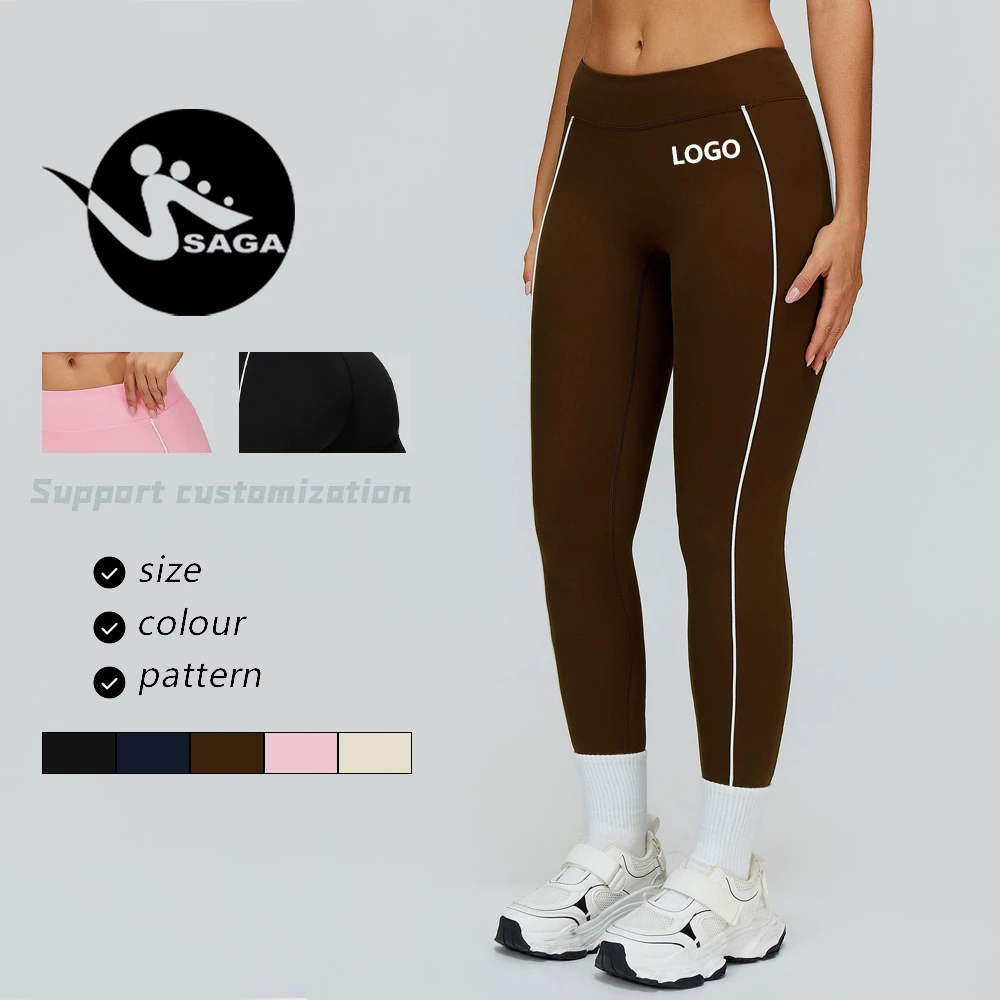 New Color Blocking Blend Solid Color Low Waist Slim Fit Butt Lifting Sports Yoga Pants for Women Outdoor Running Gym Leggings
