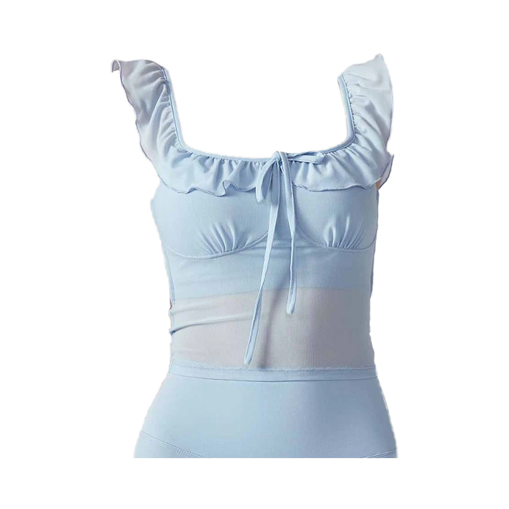 CL112 Fashion Lace Design Sports Short-sleeved Quick-drying Breathable Running Fitness Clothes Women's Yoga Gym Tops