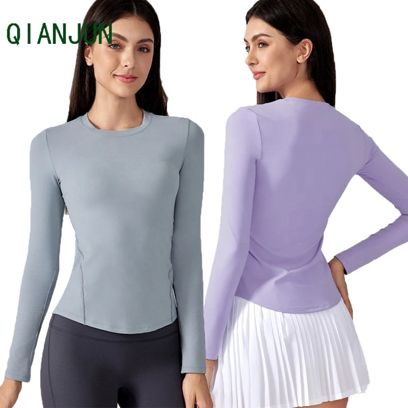 Wholesale High Elasticity Women's Yoga Clothes Round Neck Top Waist Cinching Slimming Outdoor Jogging Yoga Clothes