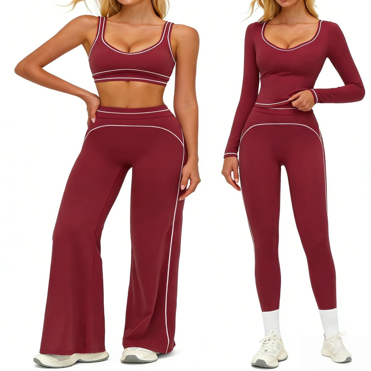 High Stretch Sportswear Yoga Set, Double Shoulder Strap Premium Feel Sports & Fitness Wear for Women, Running & Workout Set
