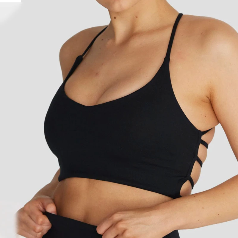 Women's High Support Backless Cross Yoga Sports Bra Four-Way Stretch Breathable Fabric Padded U-Neck for Fitness Gym Pilates