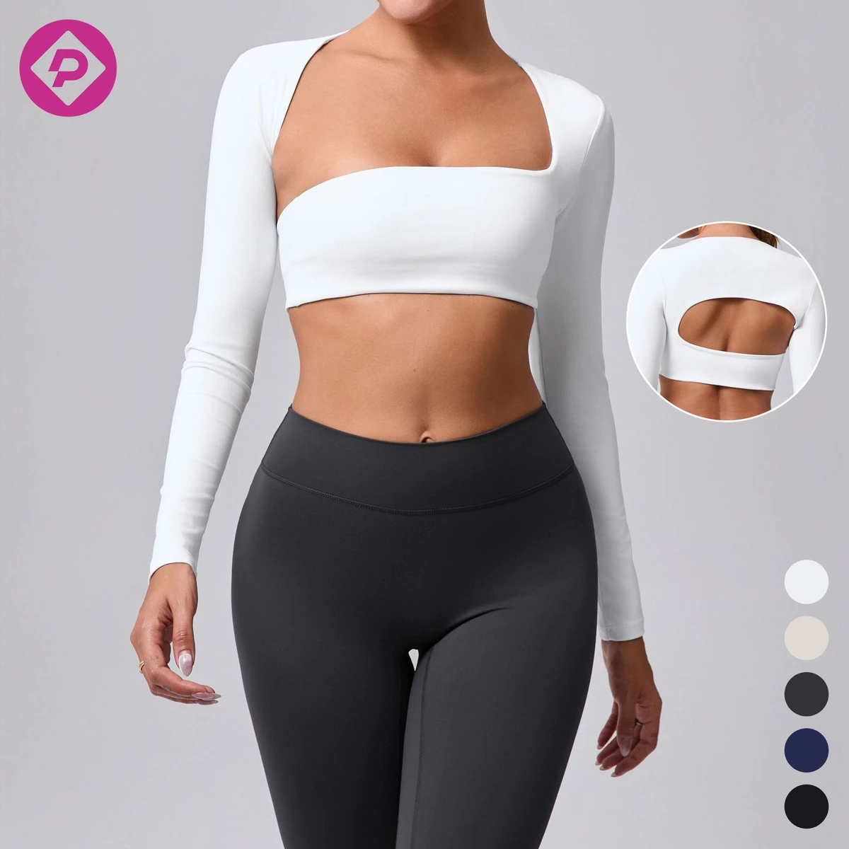 Women Slim Fit Tight Tees Workout Fitness Yoga Wear Running Sports Fitness Long Sleeve T-shirt Yoga Tops
