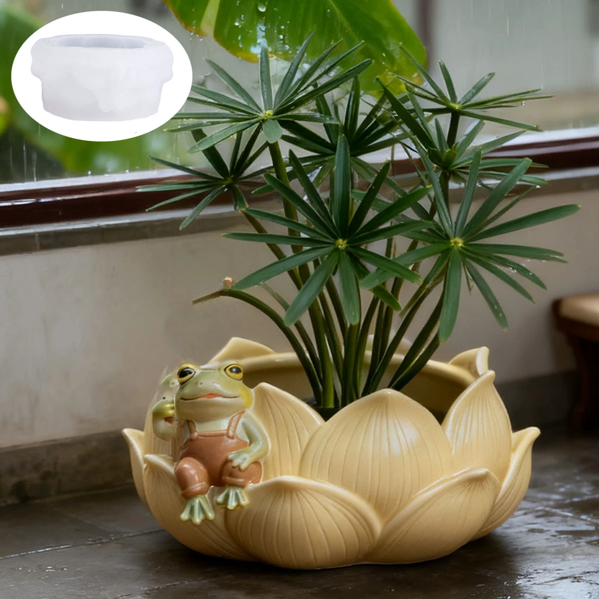 Dumo Lotus Frog Shaped Silicone Mold DIY Concrete and Cement Flower Pots for Garden Decorations and Furniture Ornaments
