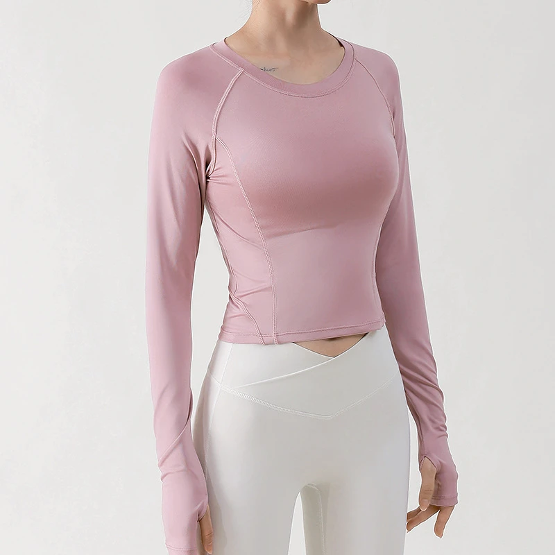 OEM New Style Long-sleeved Blouse Sports Mesh Splicing Slim-fit Breathable Top for Women Girls Yoga Top