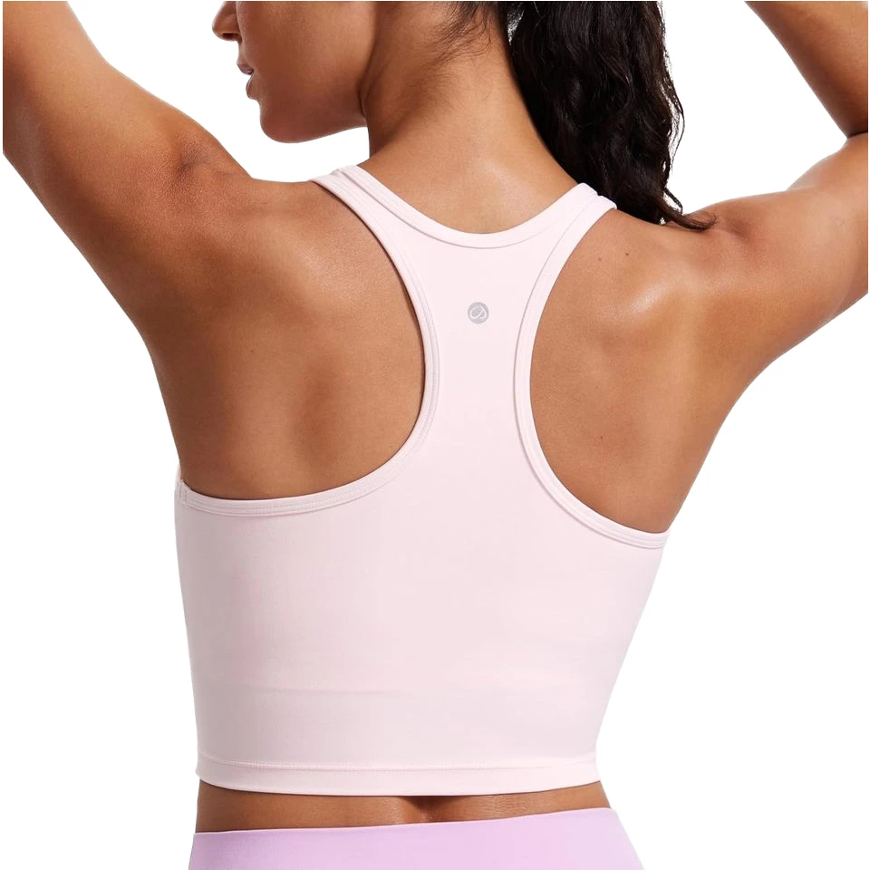 CRZ YOGA Butterluxe Breathable for Racerback Crop Tank Tops for Women-Padded Y-Back Scoop Neck Workout Yoga