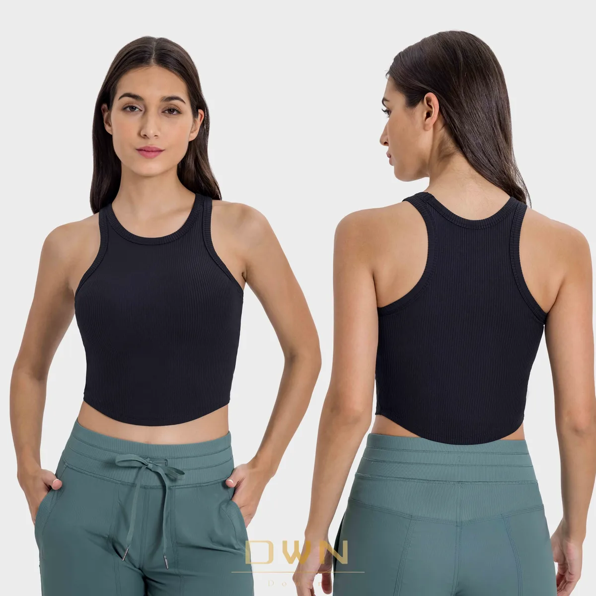 New Cool and Comfortable Breathable Bra Round Neck Curved Hem Slim Fit Women Fixed Chest Pad Sports Yoga Vest Custom logo