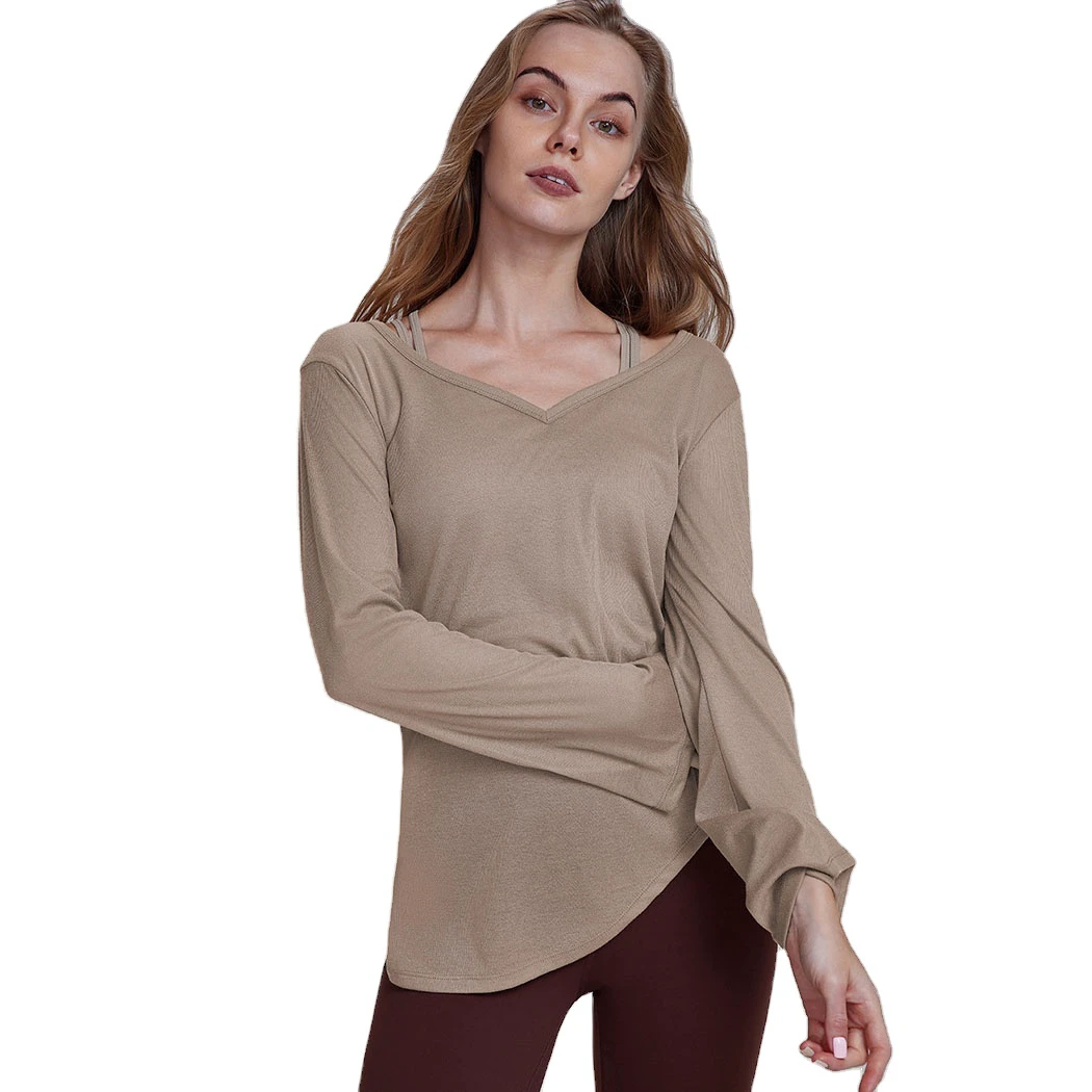 Wholesale OEM Casual Women's Long Sleeve Loose Fit Gym Fitness Yoga Women Fitness Crop Top