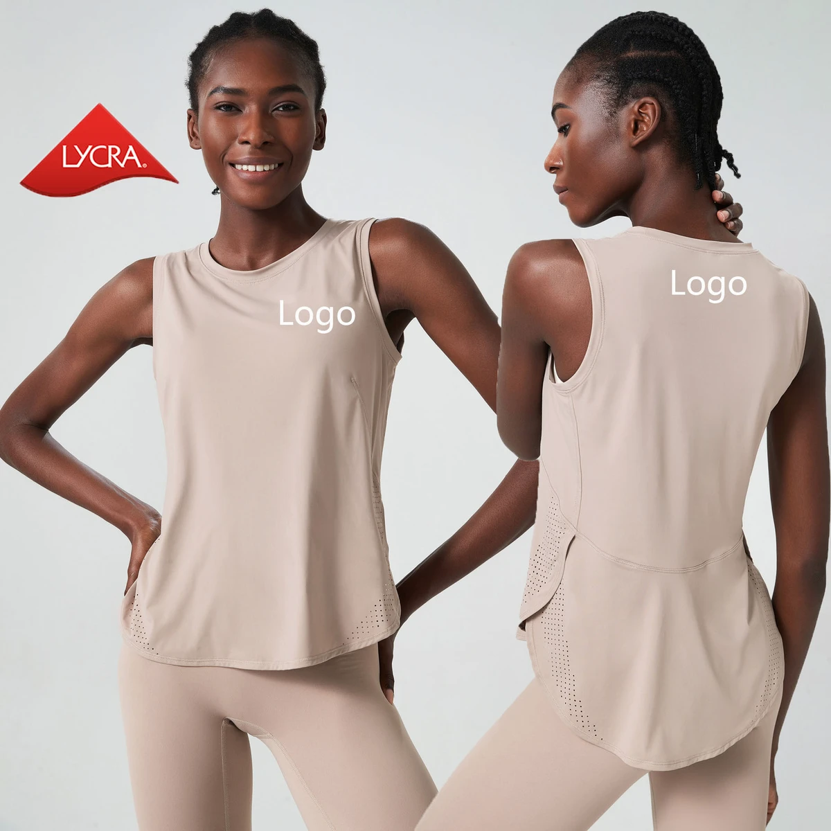 Custom Logo Cooling Breathable Nude Loose Sleeveless Sports Shirts Yoga Training Running Gym Fitness Tank Top