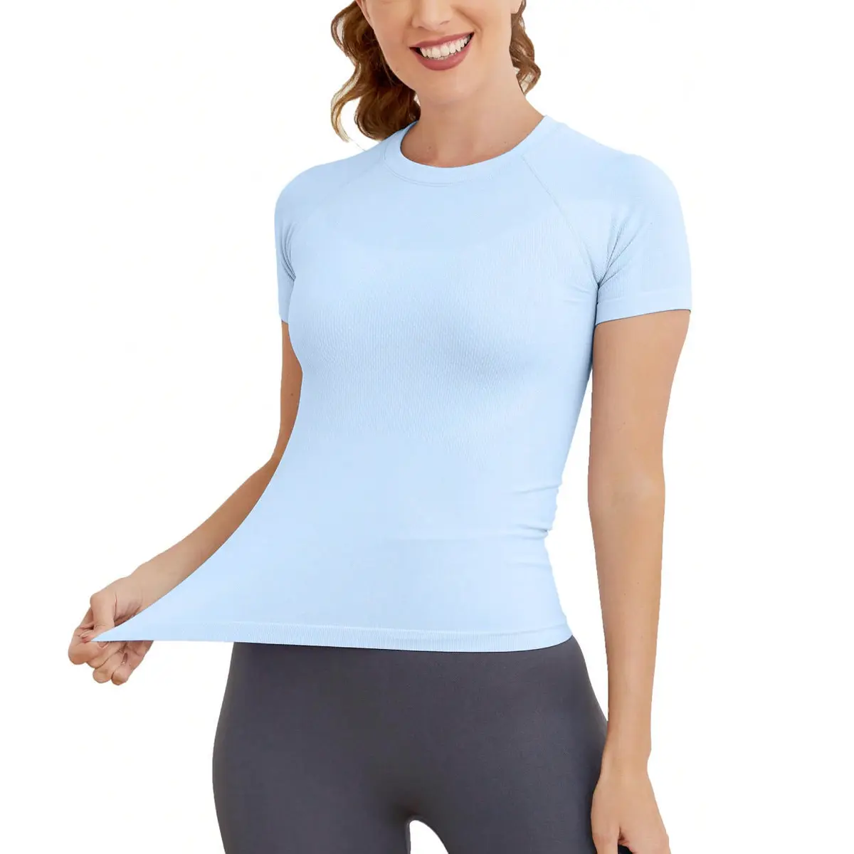 Women's Short Sleeve Seamless Workout Tops Breathable Gym Shirts for Yoga Athletes Soft Athletic Shirts