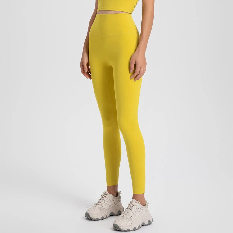 High Quality Soft Gym Fitness Sports Tight Yoga Leggings Breathable Exercise Pants with Elastic Waist Closure Solid Pattern