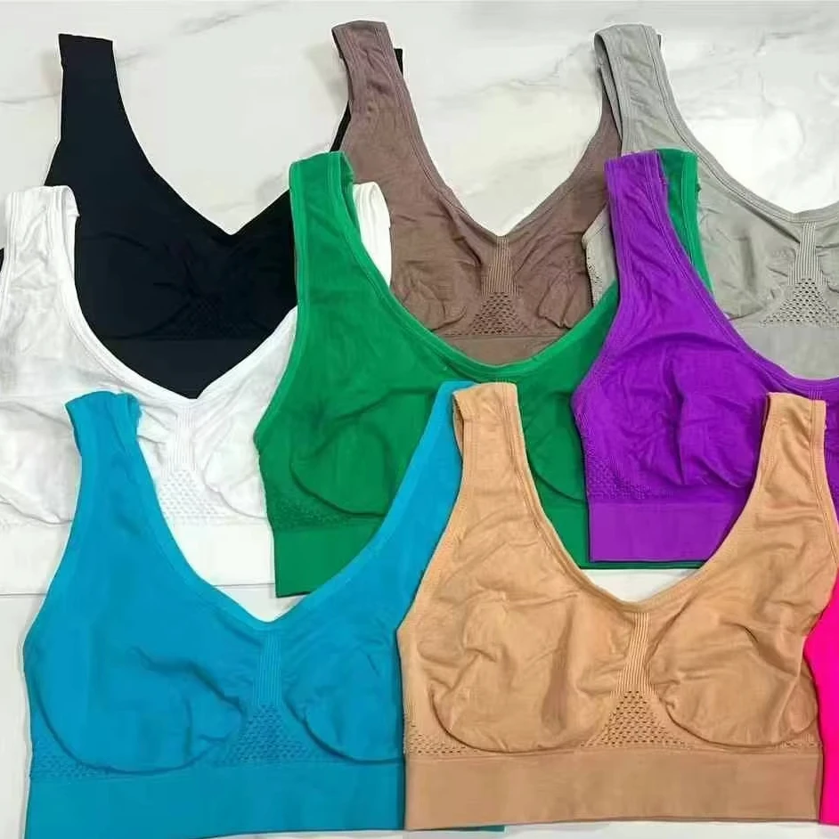 1-240505Low Price Stock High Quality And Large Size Women's Wireless Seamless Without Sponge Sports Bra In Europe And America.