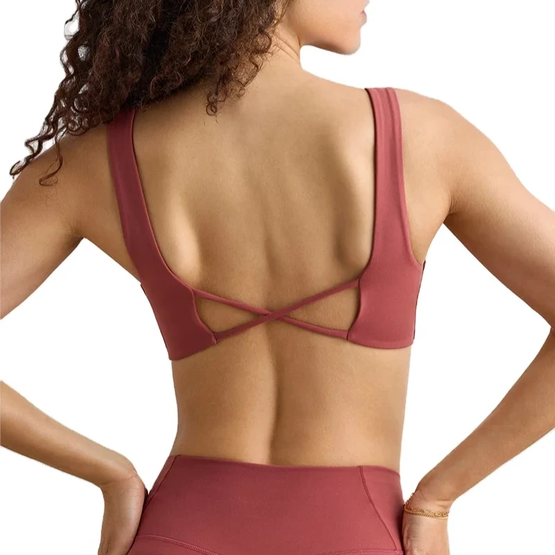 Nude Tight Fit Quick Dry Yoga Bra Breathable Lightweight Women's Print Outdoor Running Fitness Sport Exercise Suit Nude Yoga Top
