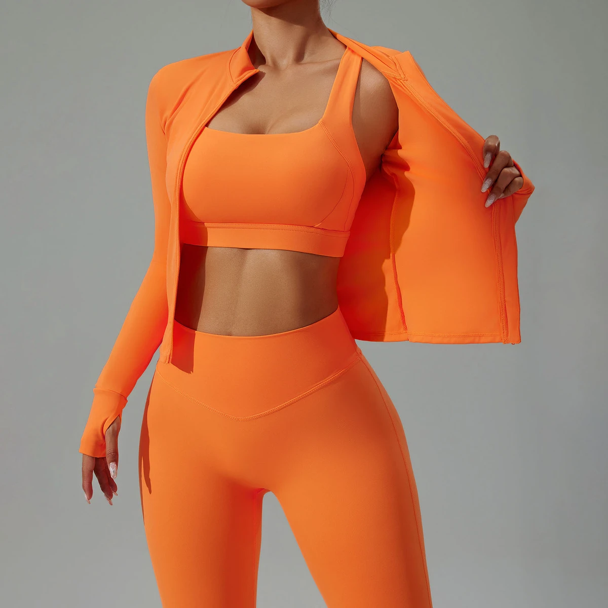 3 Piece Set Women Workout Fitness Quick Dry Tight Butt Lifting Skin Friendly Soft Breathable Elasticity Yoga Wear Set Women