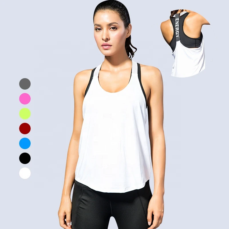 2021 New Womens Sports T-Shirt Yoga Activewear Workout Vest Tank Top Women Fitness Sports Shirt Sleeveless Singlet Yoga Top