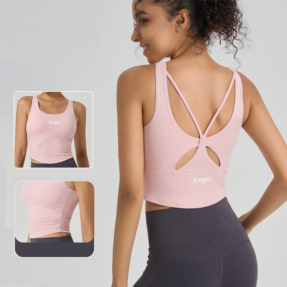 Custom New Nude Feeling Back Beauty Backless High Support Shockproof Training Gym Yoga Fitness Women Sports Bra