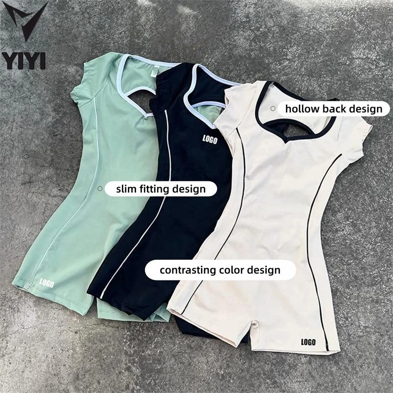 Women's Sports Bodysuits & Jumpsuits Quick-Dry Breathable Contrast Colors Gym Workout Wear One Pieces Sport Short Jumpsuits
