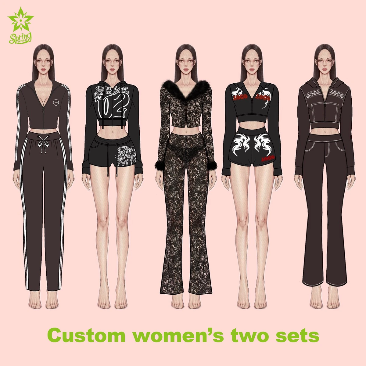 Women Two Piece Sets Tracksuits Crop Top Outfits Stylish Casual Wear Accept Bulk Order Fast Sampling Fashion Solution