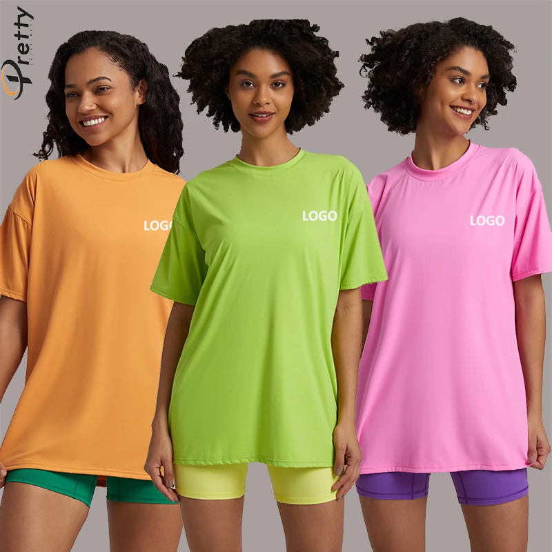 2024 Spring and Summer Women's Super Cloud Breathable Short Sleeves Yoga Tops Round Neck Oversized Workout Fitness T-shirts