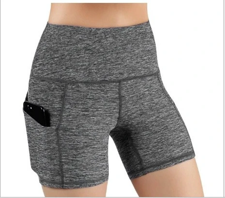 High Waist Women's Gym Biker Shorts Side Pocket Phone Workout Fitness Yoga Breathable Compression Stretch Tights 100% Cotton