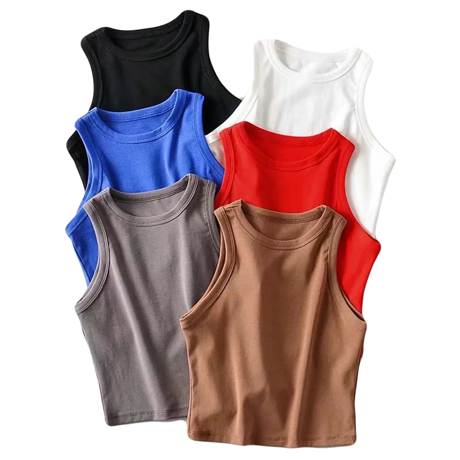 Trending New Fashion Women's Rib Tank Crop Top Short Sleeve Custom Design Logo OEM Breathable Gym Yoga Wear Quick Flannel Batik