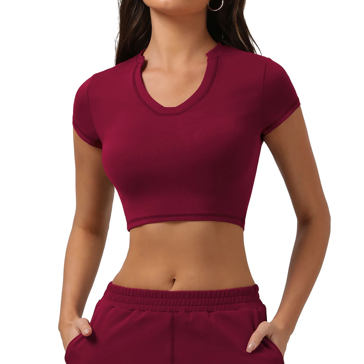 Women's Lightweight Breathable Yoga Tops Quick Dry Tight-Fit Sports Shirt Fashionable Printed Spandex Material Sun Protection