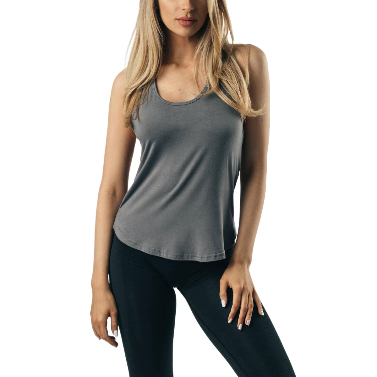 Custom Women's Jersey Polyester Spandex Breathable Workout Tank Top Racerback Regular Fit Yoga Gym Sleeveless Front Logo Running