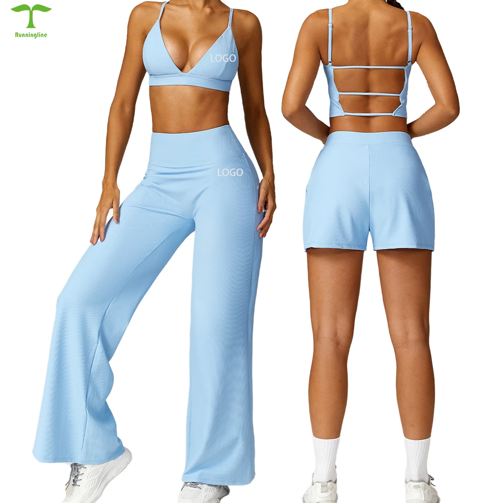 New Design High Quality Comfortable Custom 4 Pieces Yoga Set for Women Active Wear Set Sport Bra Fitness Jogger Women Yoga Wear