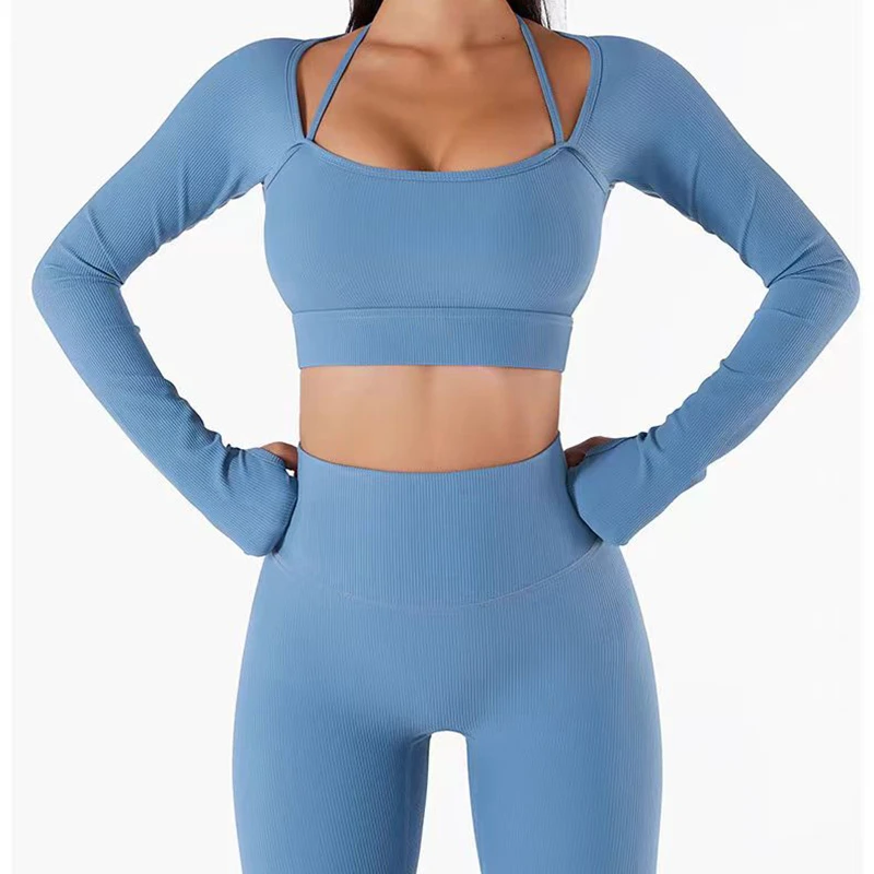New Quick-Dry Athletic Wear Slim-Fit Yoga Top Long-Sleeve Gym Yoga Shirt