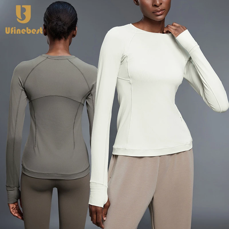 Women's Winter Long-Sleeve Yoga Top for Running Sports Fitness & Pilates Quick Dry Workout Top