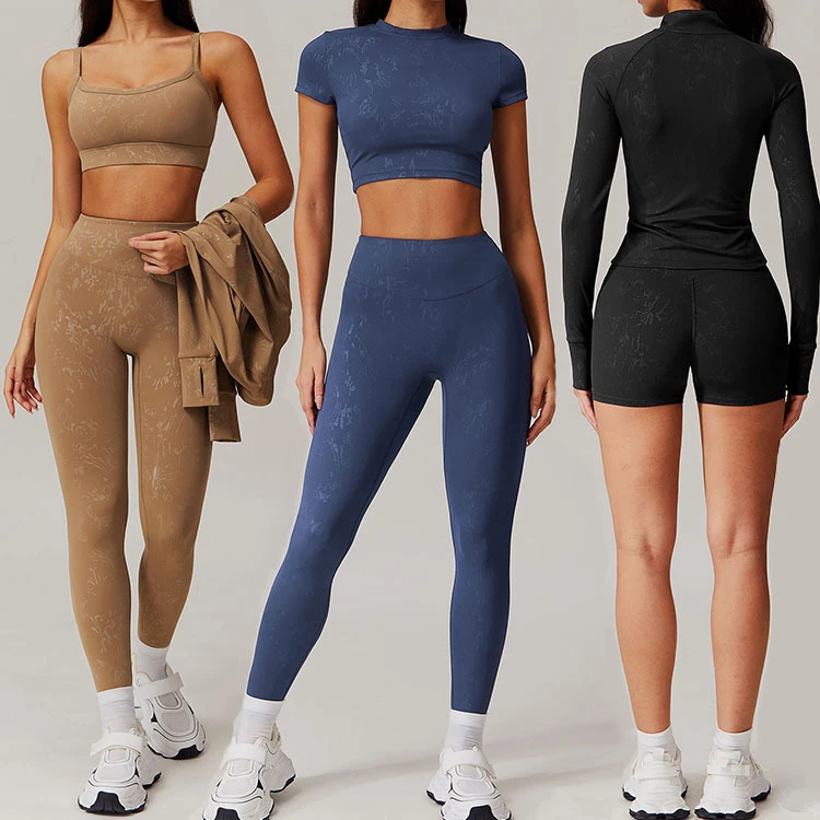 Custom Logo Active Women Tight Yoga Gym Training Bra Leggings 2 Piece Sports Set Women's Top Workout T-shirt Jacket