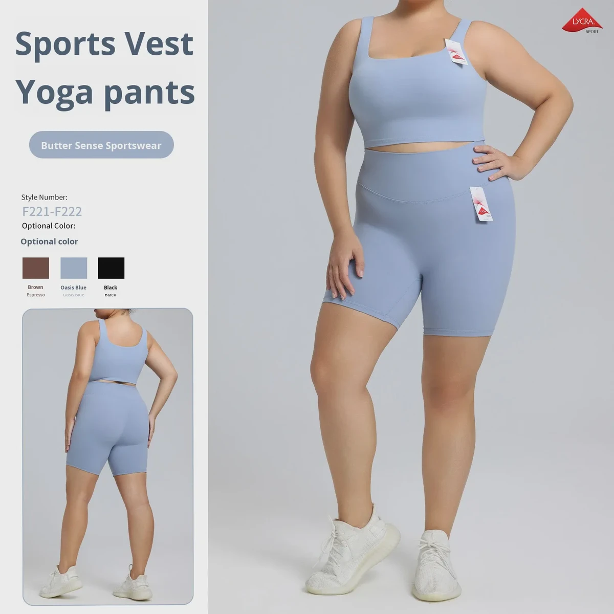 Plus Size Lightweight Solid Breathable Four-Way Stretch Yoga Tops 2-Piece Set High Elasticity Firm Control Sports Wear Women