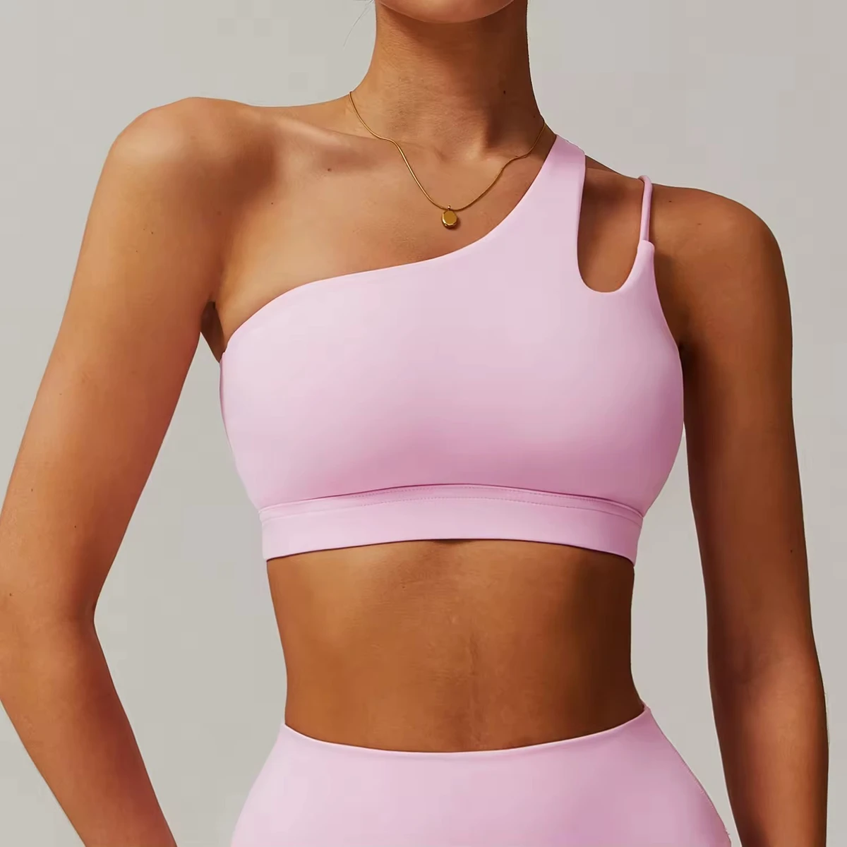 Wholesale Custom Womens Medium Support Seamless One Shoulder Sports Bra Breathable Running Fitness & Yoga Workout Training