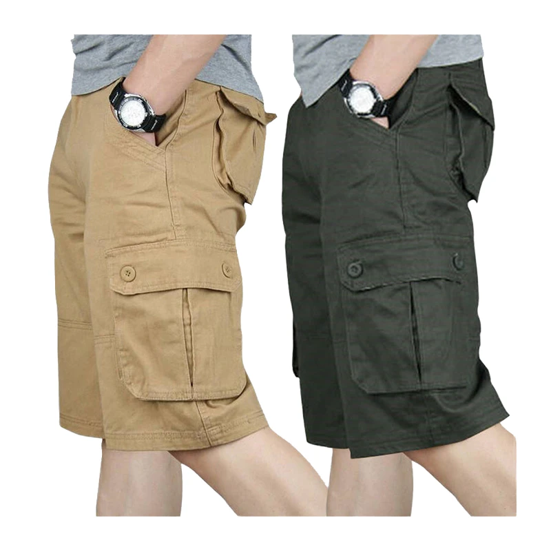 Men's Bermuda Shorts Multitude Pockets Cotton Knee-Length Mid Waist Casual Style Woven Weaving Method Plus Size